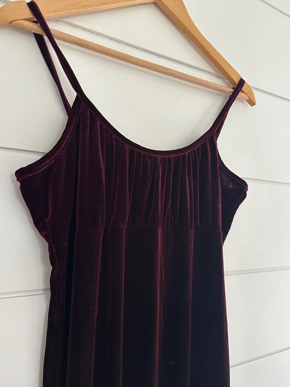 Vintage - “Two Roads” Velvet spaghetti Strap Dress - Burgundy - Size 16
